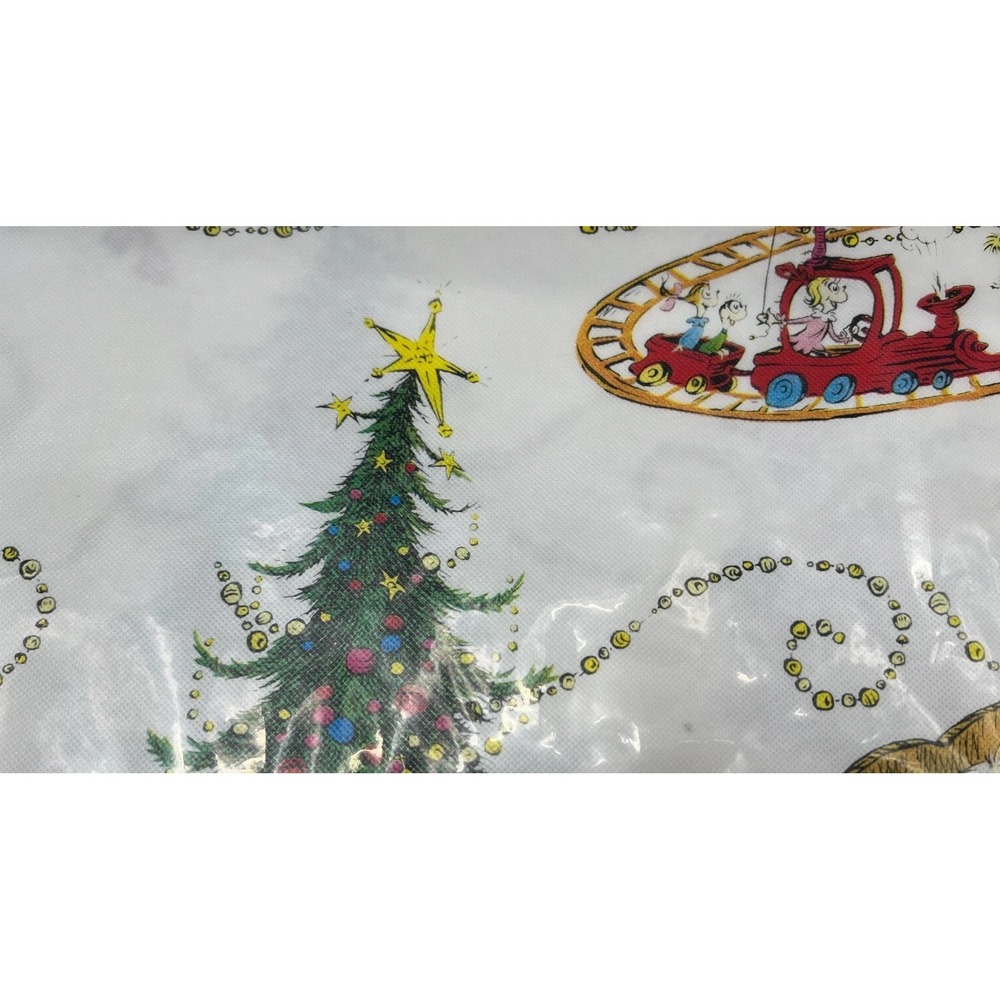 Dr Seuss WHOVILLE The Grinch Vinyl Tablecloth Rectangle 52x70" Christmas Holiday